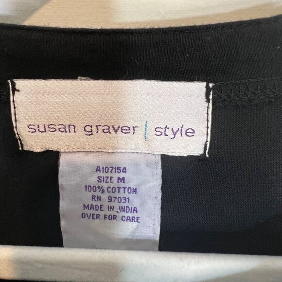 Vintage‎ Susan Graver Style Black Floral Embroidered Button Front Cardigan - Picture 9 of 9